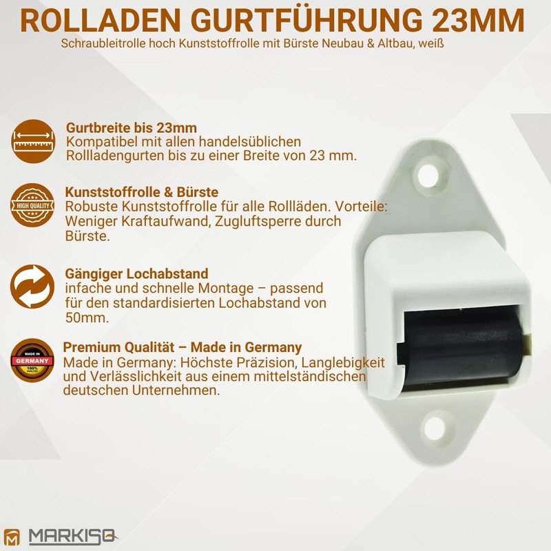 markiso® Roller shutter belt guide, belt guide roller for roller
