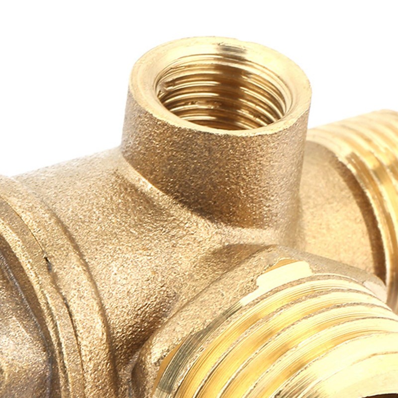 3 Port Air Compressor Brass Male Threaded Check Valve, MNPT