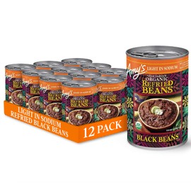 Amy's, Refried, Black Beans, Gluten Free, Organic, Vegetarian, Light in Sodium, 15.4 oz, Pack of 12
