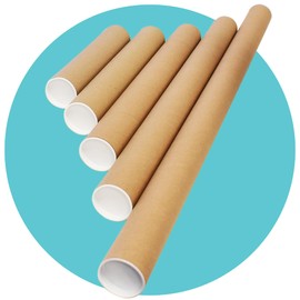 Triplast 5 x A3 Postal Tubes with End Caps (330x50mm | 13x2inch) - Cardboard Tube Mailers for Packing, Storing & Shipping Posters, Charts, Blueprints, Maps, Artwork & Other Rolled Documents