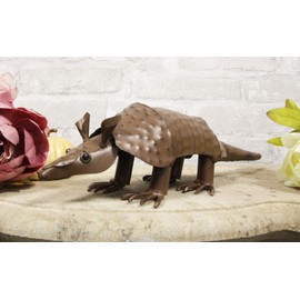 Ebros Western Rustic Forest Hand Sculpted Metal Springy Armadillo Statue 15.5" Long Cabin Lodge Decor Outdoor Garden Yard Figurine Decorative Home Art Accent Centerpiece