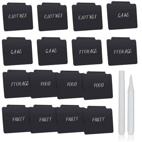 16 Pcs Basket Labels Set, Chalkboard Labels Clip with 2