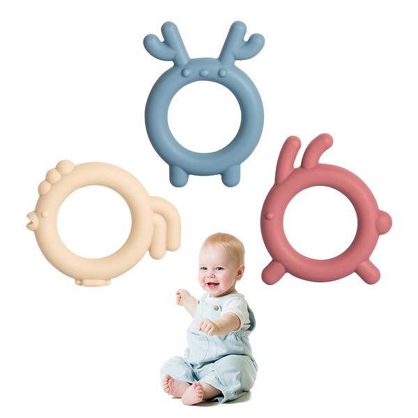3 Stück Beißringe Baby, Beißringe Aby Kühlend Zur Stimulation Des