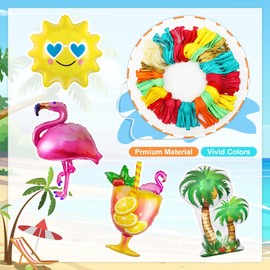 Tropical Balloons Arch Garland Kit, Luau Flamingo Summer Beach Party Decorations Hot Pink Green Orange Blue Balloons Palm Leaves for Hawaiian Aloha Pool Baby Shower Wedding Birthday Supplies