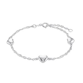 Amor 9210930 Bracelet 925 Sterling Silver Girls Children's Bracelet 14 + 2 cm Silver Heart Comes in Jewellery Gift Box, Precious metal, No Gemstone