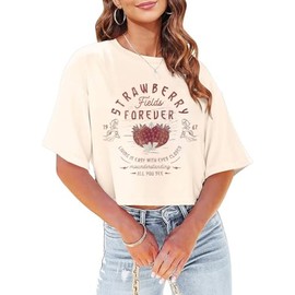 Women's Summer Cropped T Shirts Funny Rock and Roll Country Music Graphic Print tees Short Sleeve Casual Crop Tops(MS-1,M)