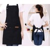 Watwass Cotton Canvas Aprons Black for Stylist Bartender Gardener Waitress