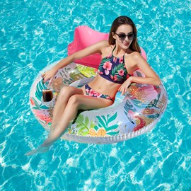 Double Adults Flamingo Inflatable Pool Floats with Cup Holders,Sunbathing Water Floating Chair Water Floaty Lounge Floaties Tub for Summer Pool,Lake, Beach,Swimming Party