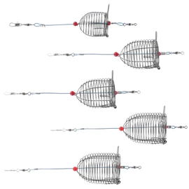 Mipcase 5pcs Small Stainless Steel Fishing Bait Trap Cage Durable Lure Holder for Catching Smelt Eels Crab Lobster and Assorted