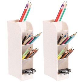 uxcell 2PCS Marker Organizer, 5 Slots Marker Holder Organizer PVC Plastic Marker Storage Holder Marker Storage Rack Crayon Pen Holder for Store Paint Brushes, Pens, Color Pencils (Beige)