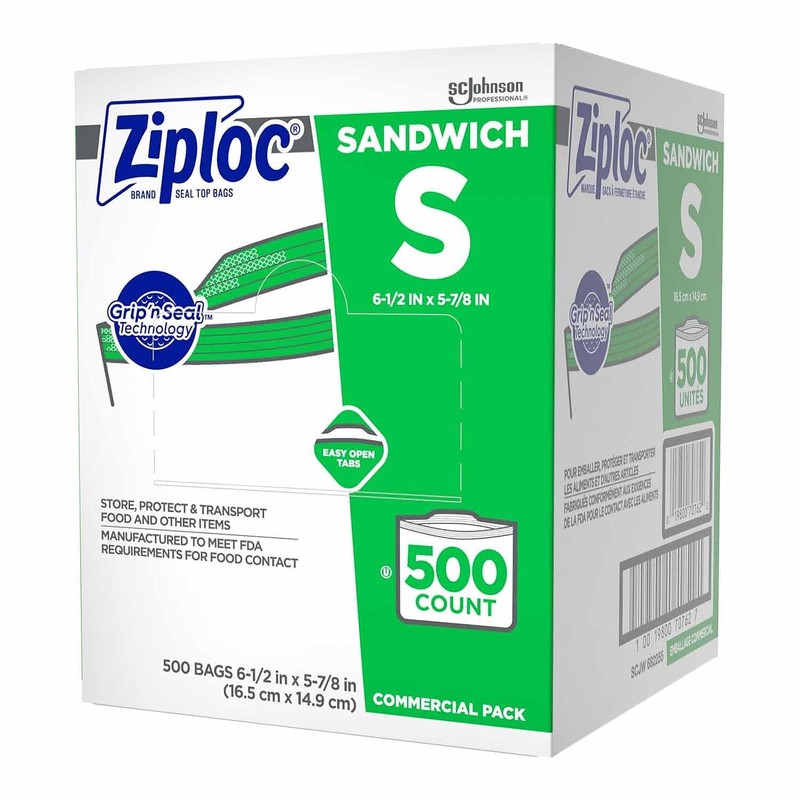 Ziploc 682255 Resealable Sandwich Bags, 1.2mil, 6 1/2 x 6,