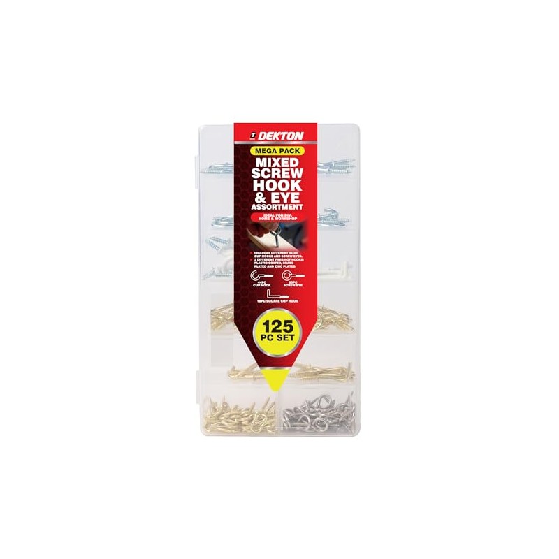 Dekton 125pcs Assorted Hooks Set-Durable Metal Construction| Ideal for Home,