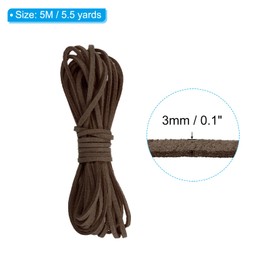 PATIKIL 5.5 Yards x 3mm Faux Suede Leather Cord, Leather Lace String for Bracelet Necklace Beading Making DIY Crafts, Dark Brown