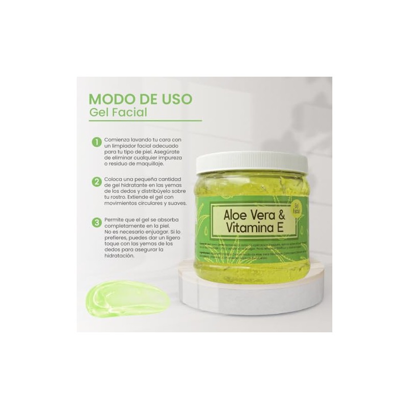 Gel Hidratante Facial De Aloe Vera Con Vitamina E Regenerador