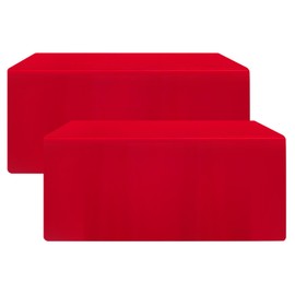 CXPSINC 2 Pack Fitted Table Clothes-72 x 30 Inch Rectangle Tablecloths for 6 Foot Tables, Washable Polyester 6FT Table Cover for Parties, Holiday Dinner, Wedding, Trade Show (6FT | 2 Pack, Red)