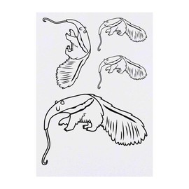 Azeeda 4 x 'Ameisenbär' Temporäre Tattoos - Wasserfest, Hautfreundlich & Ungiftig · Transfers in Verschiedenen Größen (TO00000490)
