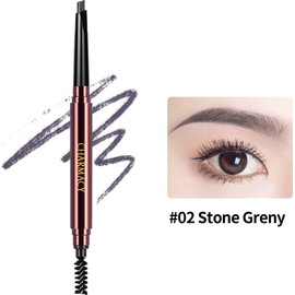 CHARMACY Triangle Eyebrow Pencil - Waterproof, Smudge-Proof, Dual-Ended with Spoolie | Vegan & Hypoallergenic | Precision Define, Fill, Shape for Beginners #02