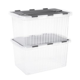 Superio Storage Bins with Lids, Clear Plastic Containers for Organizing, Stackable Totes, BPA Free, Odor Free, Organizer Boxes for Home, and Dorm, 35 Quart (2 Pack, 20.25"x14"x10.5")