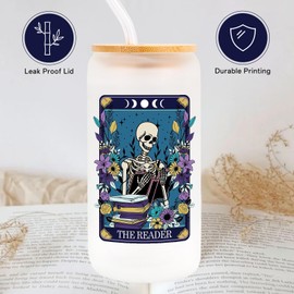 Mahrokh Book Lovers Gifts – 16oz Aesthetic Tumbler for Women, Librarians, Readers, Book Club Friends, Teachers - Reading Themed Glass Cup