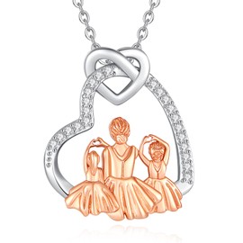 CELESTIA Mother and Daughter Necklace Silver 925 Heart Pendant Mum Necklace Mother's Day Jewellery Gifts for Mum on Her Birthday Mother's Day Christmas Wife Gifts