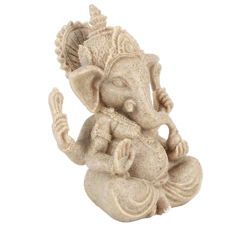 Sandstone Resin Indian Ganesha Elephant God Statue Fengshui Buddha Sculpture