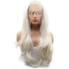 White Blonde Synthetic Lace Front Wigs for Women Long Wavy