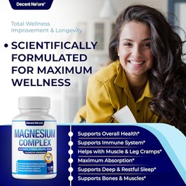 Decent Nature Complejo Magnesio Elemental Suplemento 1000mg Glicinato Citrato Malato