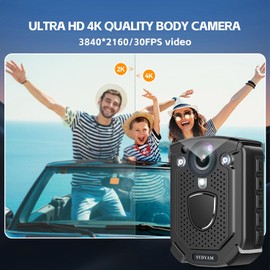 SYDAYM-F1 256GB 4K Body Camera 10-12Hrs Video Record IP68 Waterproof Body Camera with Audio and Video Recording, H.265 Video Code BodyCam for Police Meeting Security Guard Daily Patrol
