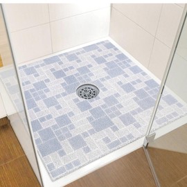 Square Loofah Shower Mat Non Slip: Extra Large 32 x 32 Inch Shower Mat with Center Drain Hole - Soft Textured Bathroom Floor Mat for Inside Shower Stall Pan - Without Suction Cup Quick Drying