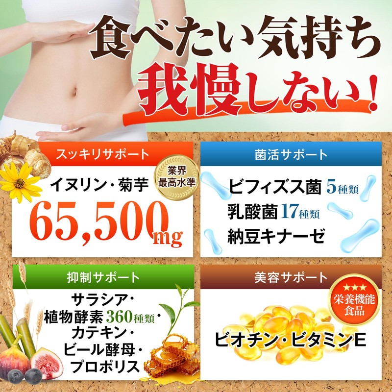 Industry's Highest Standard Amount Inulin, 65,500 mg, Water Soluble Dietary