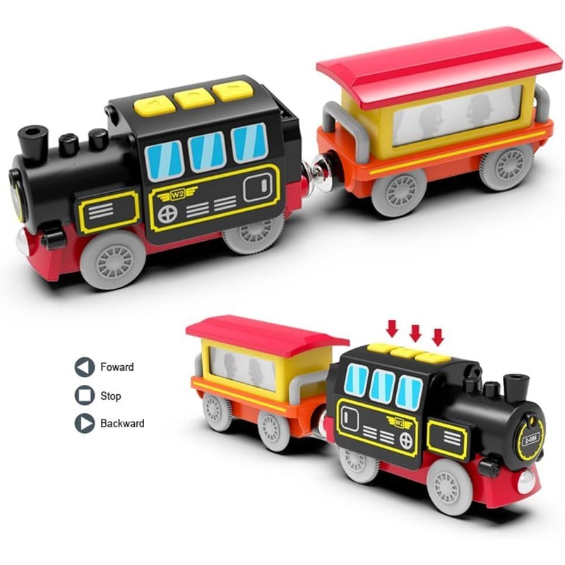 HYPERLIVING Motorized Trains for Wooden Track, Remote Control Train with