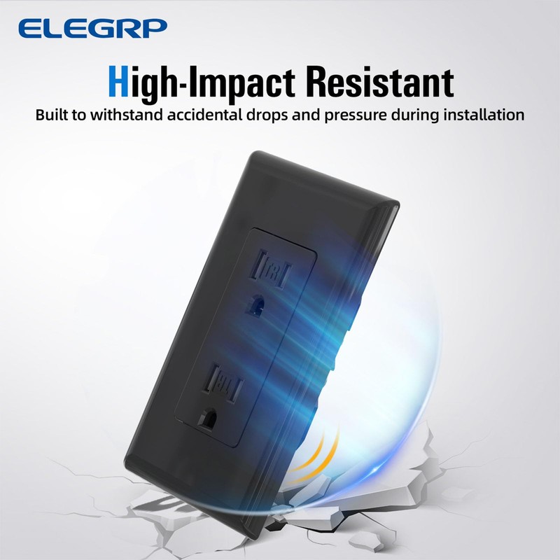 ELEGRP Decorator Wall Receptacle Outlet, Tamper Resistant 15A 125V Standard