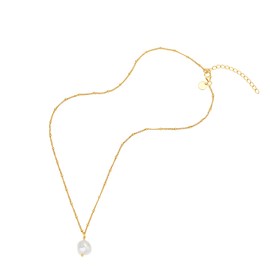 NOELANI 2030114 Women's Necklace with Pendant 925 Sterling Silver with Freshwater Cultured Pearl, 40 + 5 cm, Gold, Comes in Jewellery Gift Box, Sterling Silver, Pearl