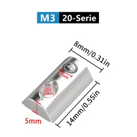 SCOOYUCK Pack of 50 T-Slot Nuts M3, Series 20 Sliding Nuts, T Nut Hammer Nuts, for Aluminium Profile Extrusion Slot Rail (EU20-M3)