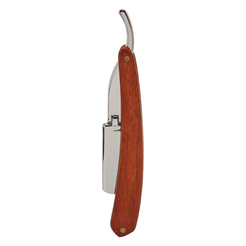 Folding Manual Straight Clipper Wooden Handle Barber Foldable Manual Beard