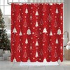AIBIIN Red Christmas Shower Curtain Xmas Tree Snowflakes Bath Curtains