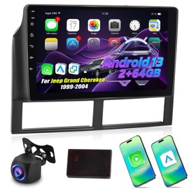 Android 2G+64G Car Radio for Jeep Grand Cherokee 1999-2004 - 9 Inch HD Touch Screen Stereo with Wireless Carplay & Android Auto - EQ/WiFi/GPS/SWC/Split Screen + AHD Rear View Camera