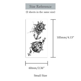 Oottati 2 Sheets Tiny Small Temporary Tattoos For Women Men Finger Hands Neck Wrist Face, Cute Long Lasting Cartoon Fake Tattoo Stickers For Kids Boys Girls Anchor Compass Rudder Ship