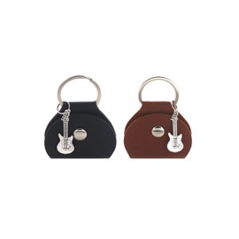 YFFSFDC Pick Case Pick Case Guitar Pick Holder Ultra Lightweight Electric Guitar Pick Keychain Portable Leather Bag Set of 2 Black + Brown