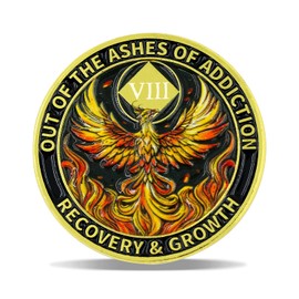 8 Year Phoenix Sobriety Coin – Rebirth in Flames Recovery Medallion – NA AA Spiritual Token for Clean Time & Strength – Gift for Men & Women