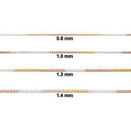 Kooljewelry Tricolor Gold Over Sterling Silver Venetian Box Chain Necklace (0.8mm, 16 inch)