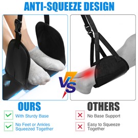 Airplane Foot Hammock - 2 Pack Anti-Squeeze Foot Rest for Air Travel, Portable Plane Footrest for Long Flight with Support Board/Memory Foam, Foot Hanger Leg Rest for Travel Accessories Must Haves