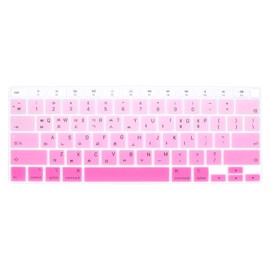 HRH Korean Language Keyboard Cover Skin,Silicone Keyboard Cover Protector for MacBook Air 13 Inch 2020 with Touch ID (MODLE A2179 and A2337 M1 Chip, US Layout)-Ombre Pink