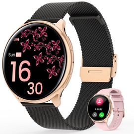RifePhi 2024 SmartWatch Damen mit Telefonfunktion, runde 1,39'' Full Touch HD Screen Uhr mit SpO2/Menstruationszyklus/Schlafüberwachung/IP68 Wasserdicht/Fitness Tracker Schrittzähler/Für iOS & Android