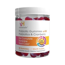 vH essentials Probiotic Gummies with Prebiotics & Cranberry, 60 Gummies | Concentrated Extract for Urinary Tract Health, Supports Vaginal Microflora B