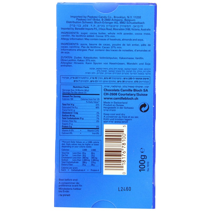 Camille Bloch Milk Chocolate, 3.5 Ounce