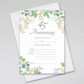 Pack of 45th Wedding Anniversary Invitations with Envelopes: Eucalyptus 45th Anniversary Invites (Pack of 50 with Envelopes)