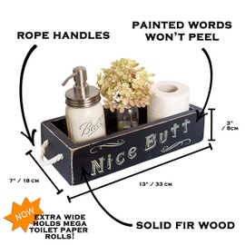 Nice Butt Bathroom Decor Box - Farmhouse Bathroom Decor Nice Butt Toilet Paper Holder, Back of Toilet Decor Rustic Decor, Farmhouse Decor Funny Bathroom Decor Cute Bathroom Decor Rustic Bathroom Decor