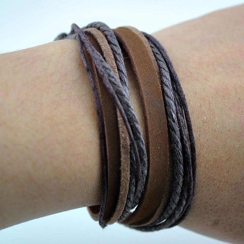 axy Series 1 TWIC1! Wrap Bracelet, Genuine Leather Surfer Bracelet,
