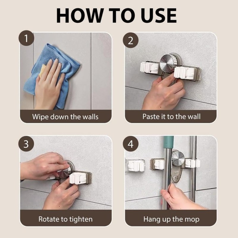 Broom Holder Mop Hanger, Adjustable Broom Hanger Organizer, Space Saving